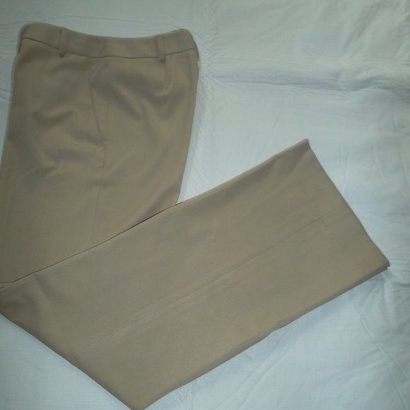 Brooks Brothers Wide Leg Mid Rise Stretch Beige Dress Pants - Picture 1 of 8